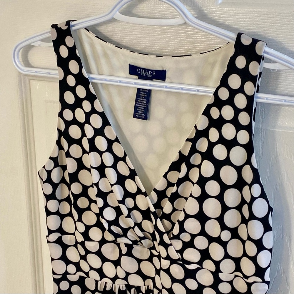 Chaps Ralph Lauren Black and White Polka Dot Maxi Dress Size S/P
